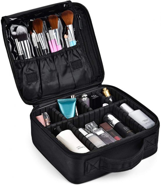 Travel Makeup Case Professional Cosmetic Train Cases Artist Storage Bag Make Up Tool Boxes Brushes Bags with Compartments Waterproof Detachable Vanity Organizer