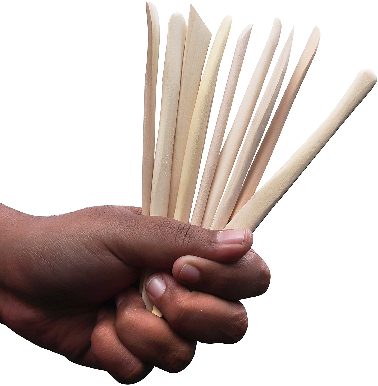 Kurtzy Wooden Clay Sculpting Tools (10 Pack), 14.4-16cm / 5.67-6.3 inches, Ceramic/Polymer Clay Modelling Set - Image 4