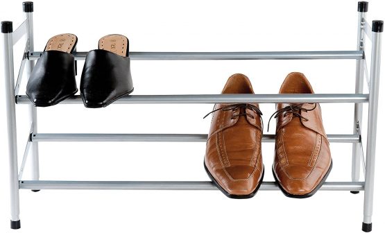 Compactor Stilito 2 Shelf Expanding Shoe Rack Storage Organiser for 6-12 Pairs of Shoes, Steel, 62/117 x 23 x H.35 cm, Grey, RAN3634 - Image 2