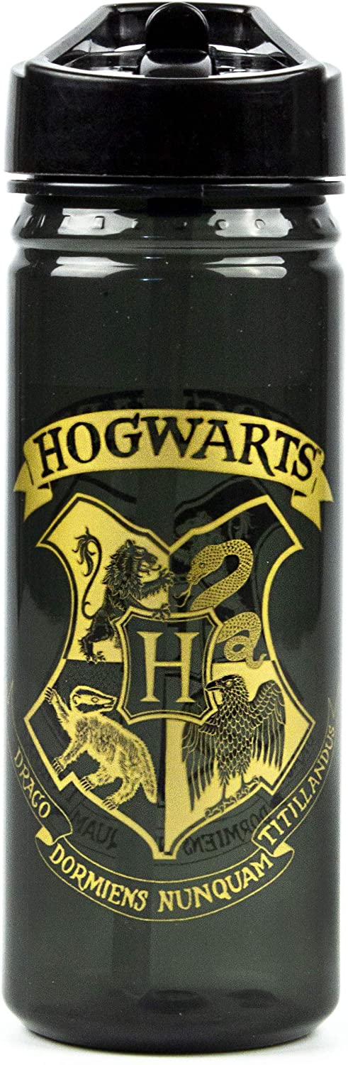 Harry Potter Water Bottle Kids Adults, Black, 600 ml