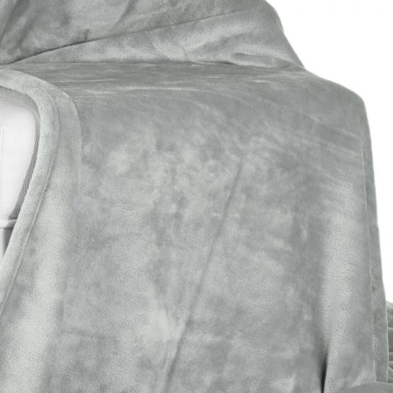 Beautissu Fleece Blanket Aurelia 220x240 cm Soft Luxury Throw Blanket Cosy for Autumn Fall Winter Fluffy Sofa Throw Bed Comforter Bedspread Thick Blanket Light Grey - Image 3