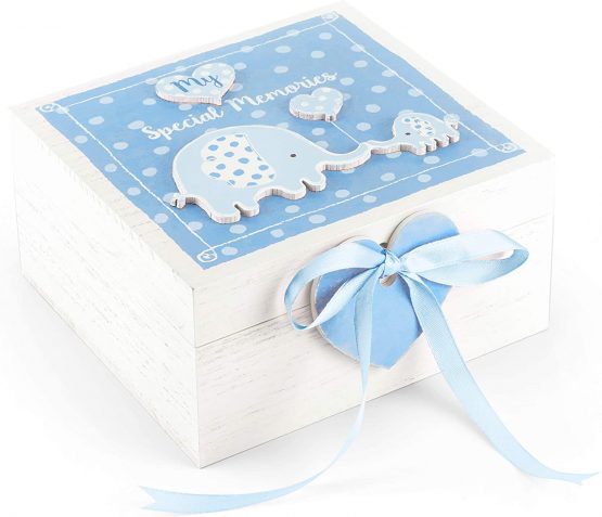 Mousehouse Gifts Blue Elephant Baby Boy Memories Keepsake Wooden Box