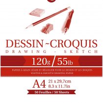 Clairefontaine White Drawing Sketch Pad, Wirebound, 120 g, A4, 50 Sheets