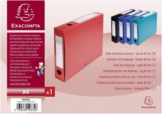 Exacompta A4 Plastic Filing Box, 6 cm Spine - Red - Image 3