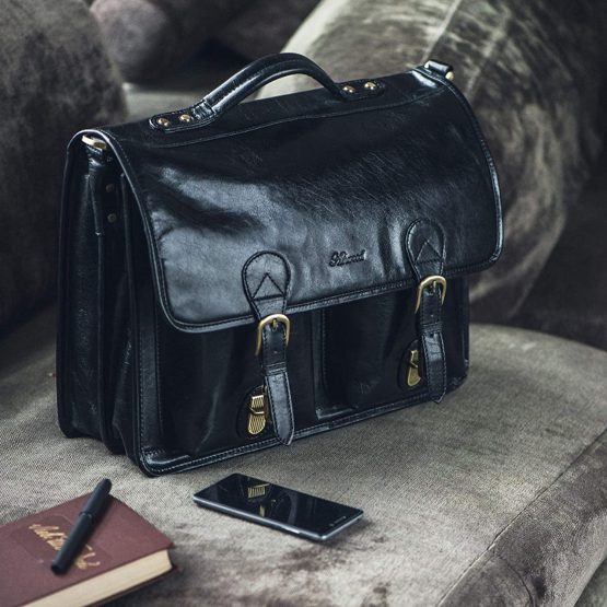 ASHWOOD - Large Briefcase Cross Body Bag - Laptop Bag with Padded Compartment - Business Office Work Bag - Genuine Leather - 8190 - Cognac Brown - Image 2