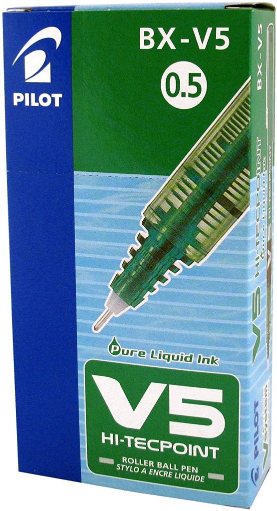 Pilot V5 Liquid Ink Rollerball 0.5 mm Tip (Box of 12) - Green - Image 3