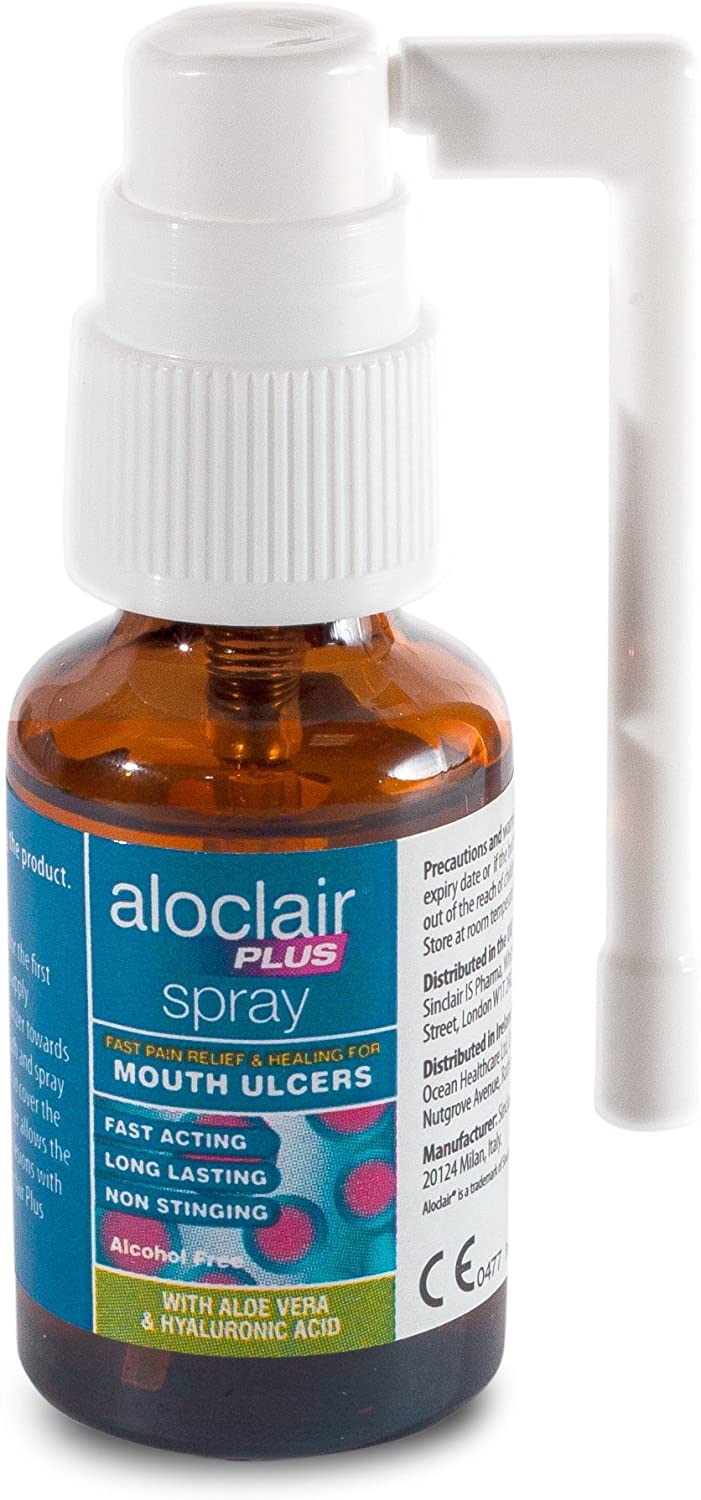 Aloclair Plus Bioadhesive Mouth Ulcer Spray 15 ml, Helps relieve pain from Mouth Ulcers and Oral Lesions