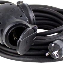 AS – Schwabe Triple Solid Rubber Cable Power Strip, Black, Commercial, Construction site, 60450
