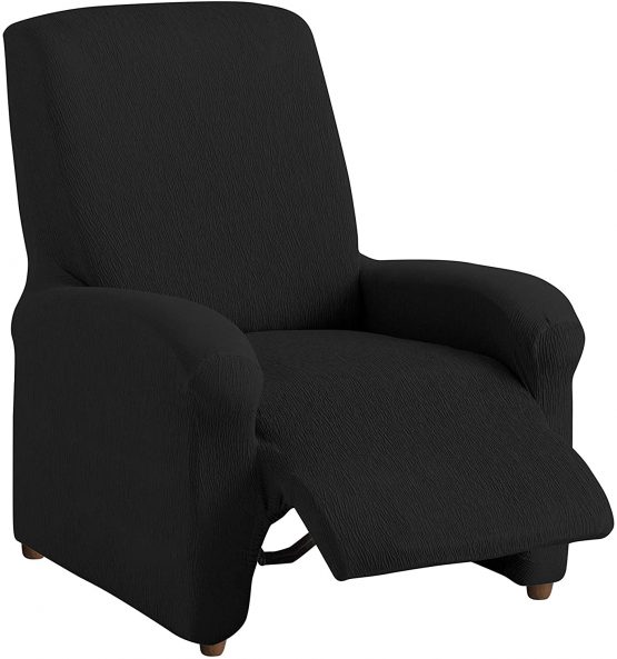 Textilhome - Complete Recliner Armchair Cover TEIDE strech, Slipcover Size 1 Seater - 70 a 100 cm. Colour Black