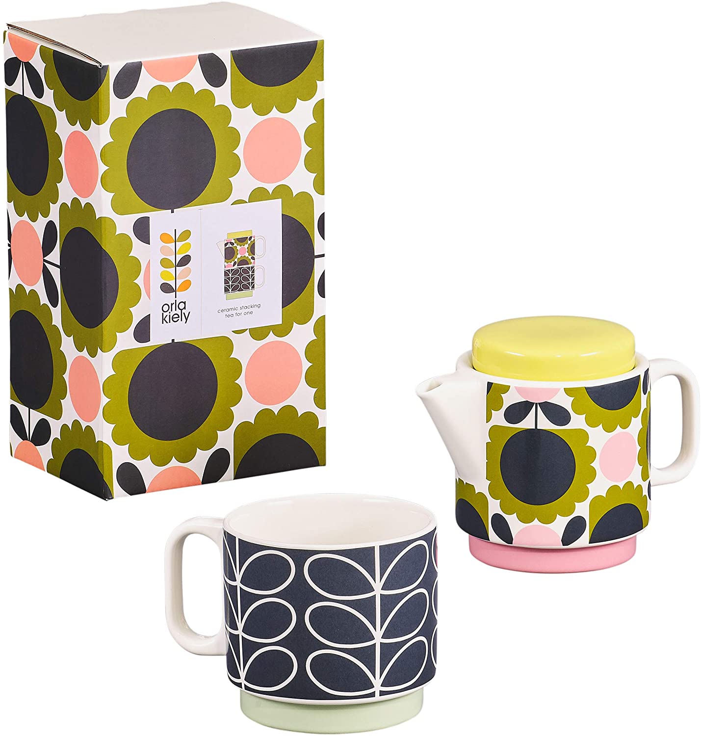 Orla Kiely OK616 Tea for OneScallop Flower Forest Teapot, Ceramic