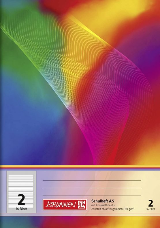 Brunnen 104598202 A5 Exercise Book 16 Sheets, Line Style 2, for 2nd School Year
