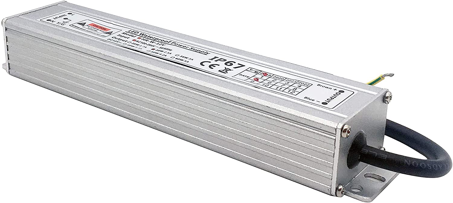 VARICART Outdoor Waterproof 24V LED Driver 60W 2.5A, Ultra Slim Constant Voltage Transformer Adapter - Image 2