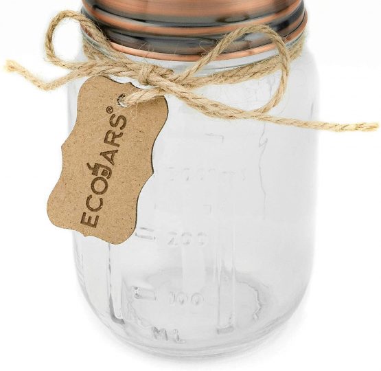 Eco Jars Mason Jar Soap Dispenser, Copper, Rose Gold, Glass, Vintage, Stainless Steel, 500ml, Housewarming Gift Box - Image 3