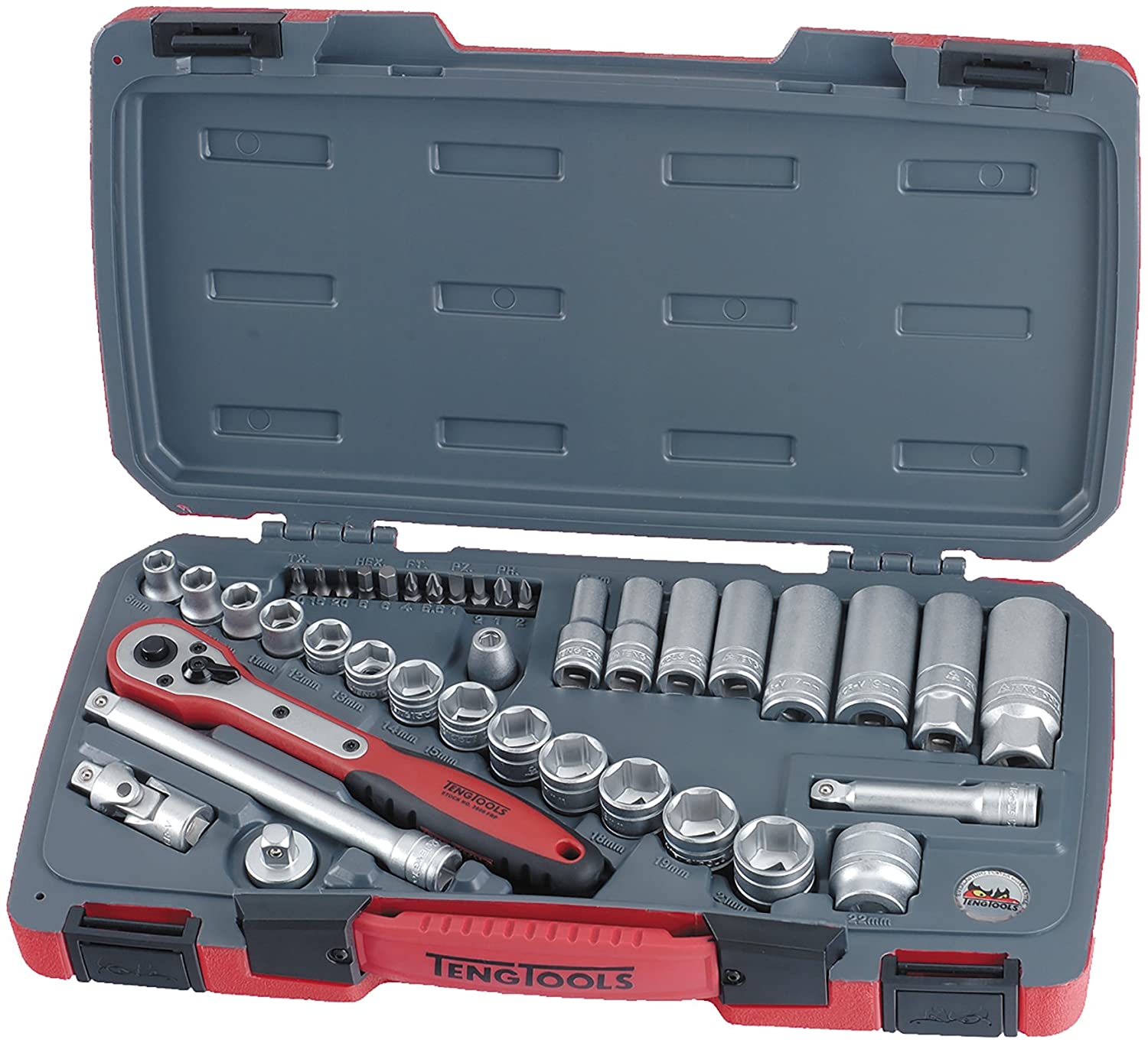 Teng T3839 3/8-inch Socket Set Metric Drive (39 Pieces), Chrome, Variety Pack