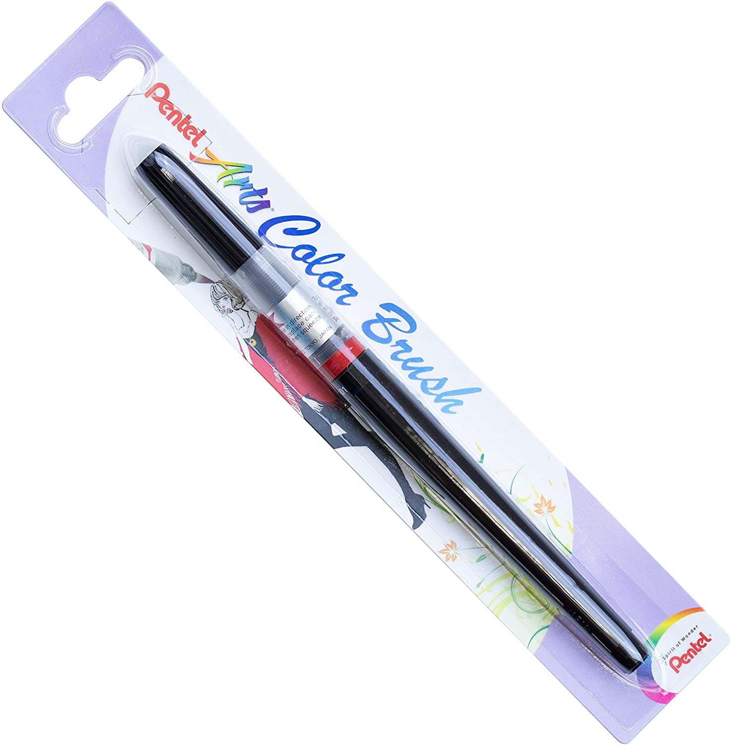 Pentel Arts Colour Brush, Black (Dye) ink, 1 Blister card of 1 Brush, XGFL-101X
