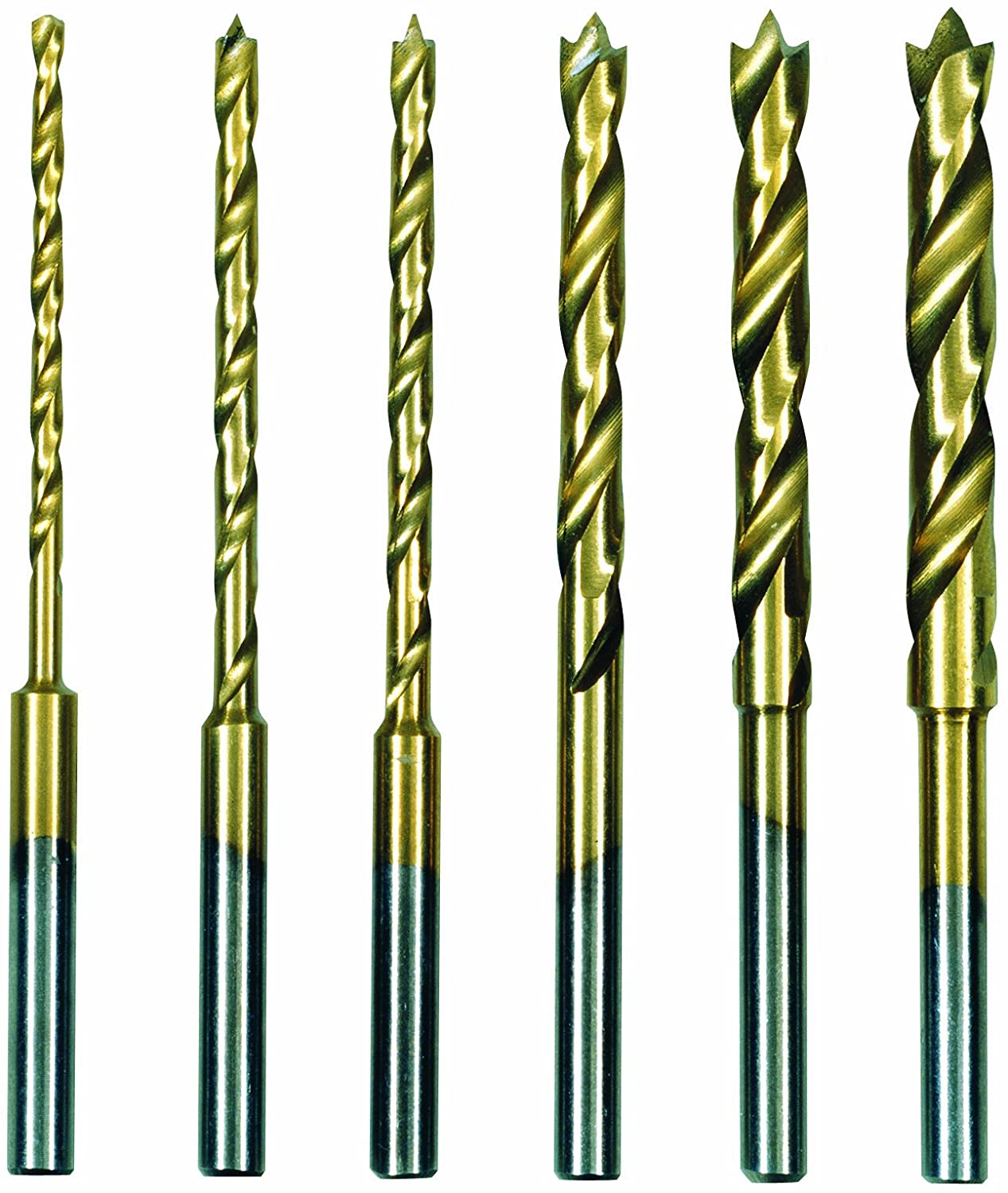 Proxxon 28876 HSS twist drill Set including centring pin 1,5-4mm Shaft 3mm, 6-piece set , Gold, 1.5 - 2 - 2.5 - 3 - 3.5 - 4mm