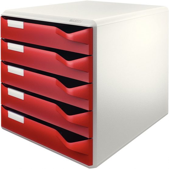 Leitz 52800028 Set of 5 Draws Light Grey/Bordeaux Red
