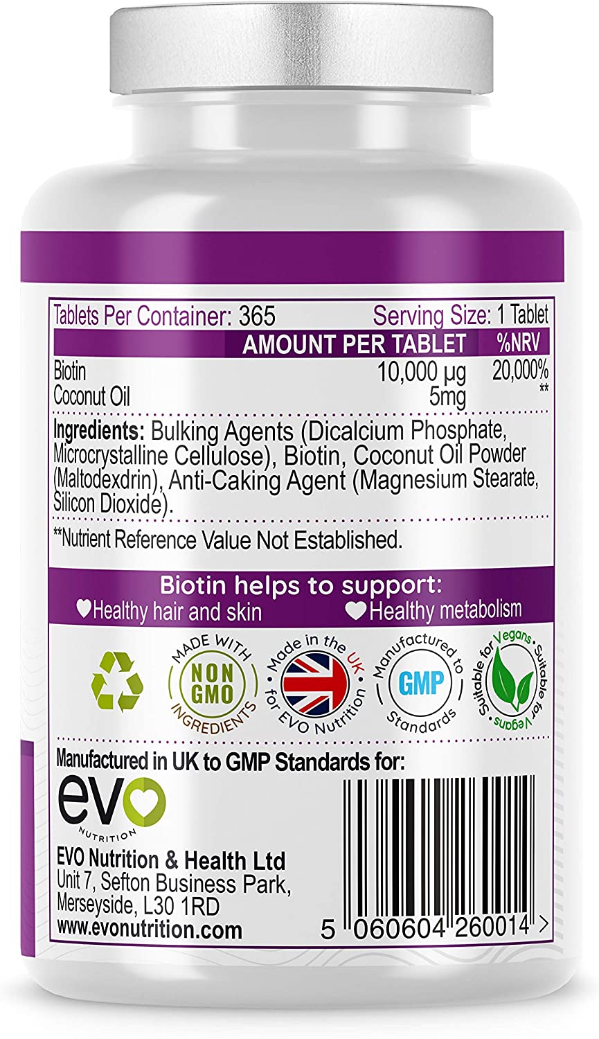 Biotin Hair Growth Supplement 12,000mcg with Coconut Oil, 400 count (Pack of 1) - Image 2