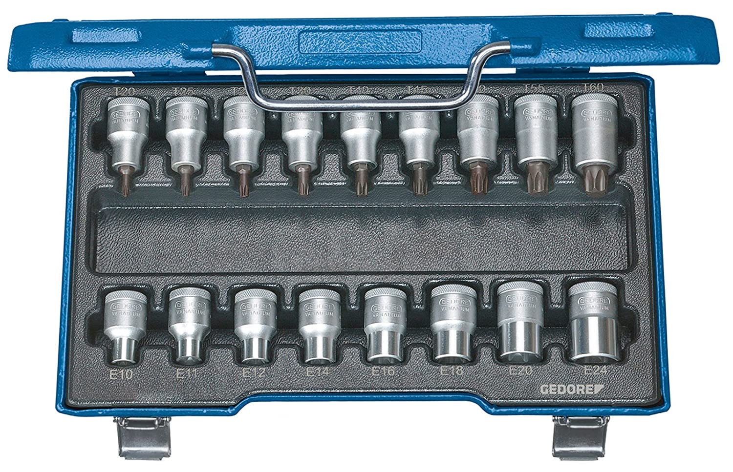 Gedore ITX19TX-017 1/2 Screwdriver Bit Socket Set - Silver (17-Piece), 331x139x47 mm
