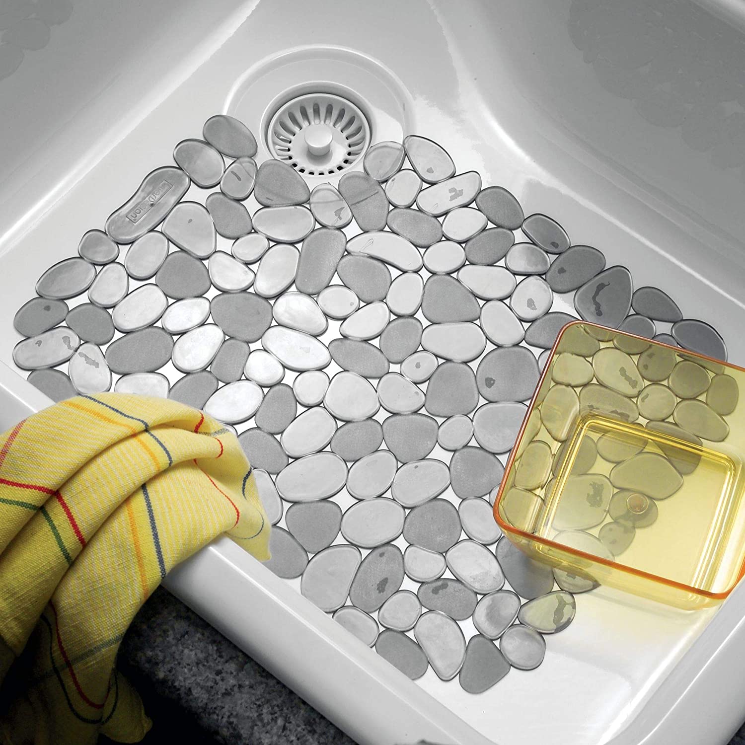 iDesign 60063 Pebblz Dish Mat, Regular Plastic Sink Protector, Draining Board Mat, Graphite - Image 4