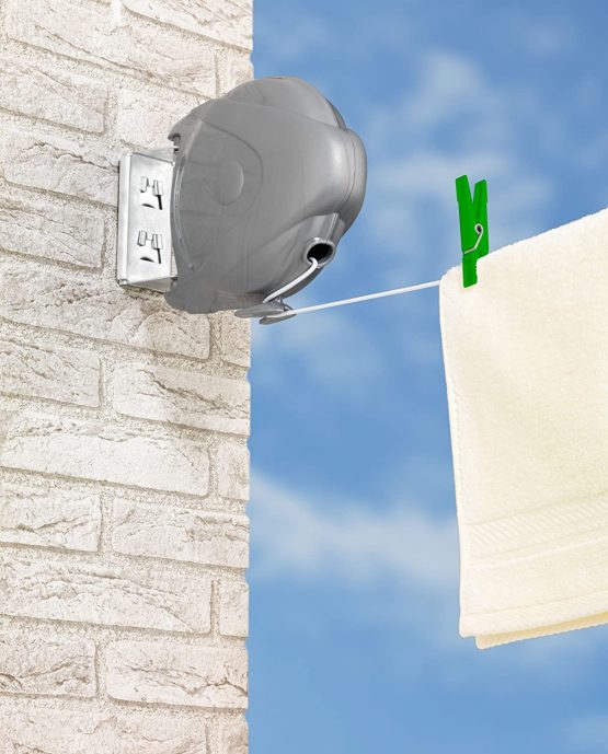 Wenko Washing line Jumbo-15 m Drying Length, retraction Lock, Polystyrene, Grey, 6 x 18 x 18.5 cm - Image 3
