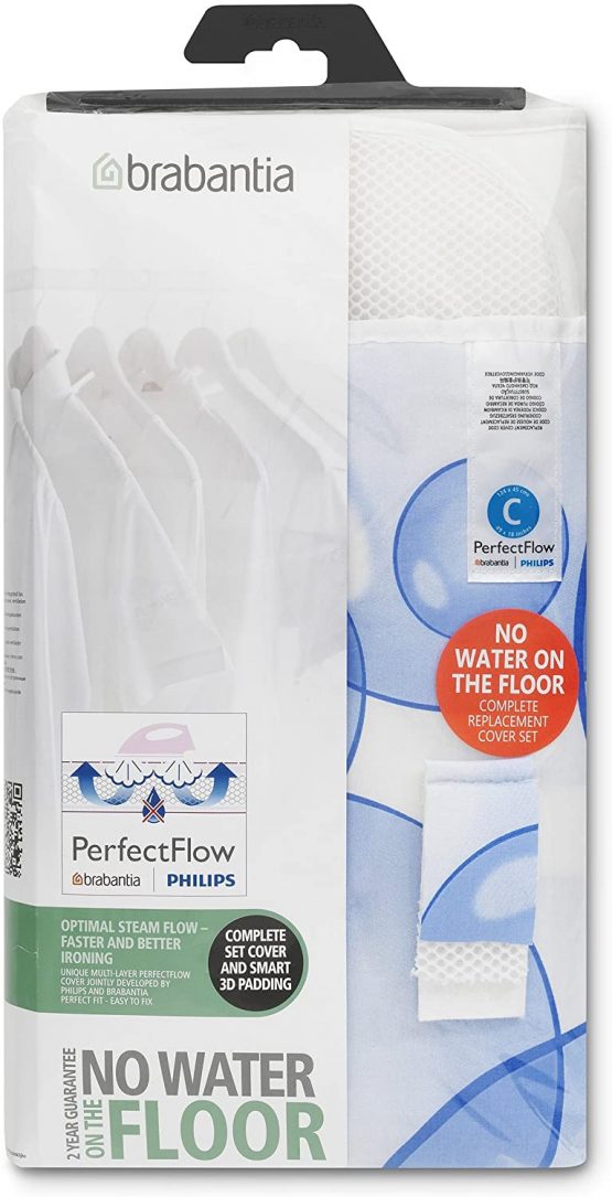 Brabantia 100703 Bubbles Perfect Flow Ironing Board Cover, L 124 x W 45 cm, Size C - Image 3