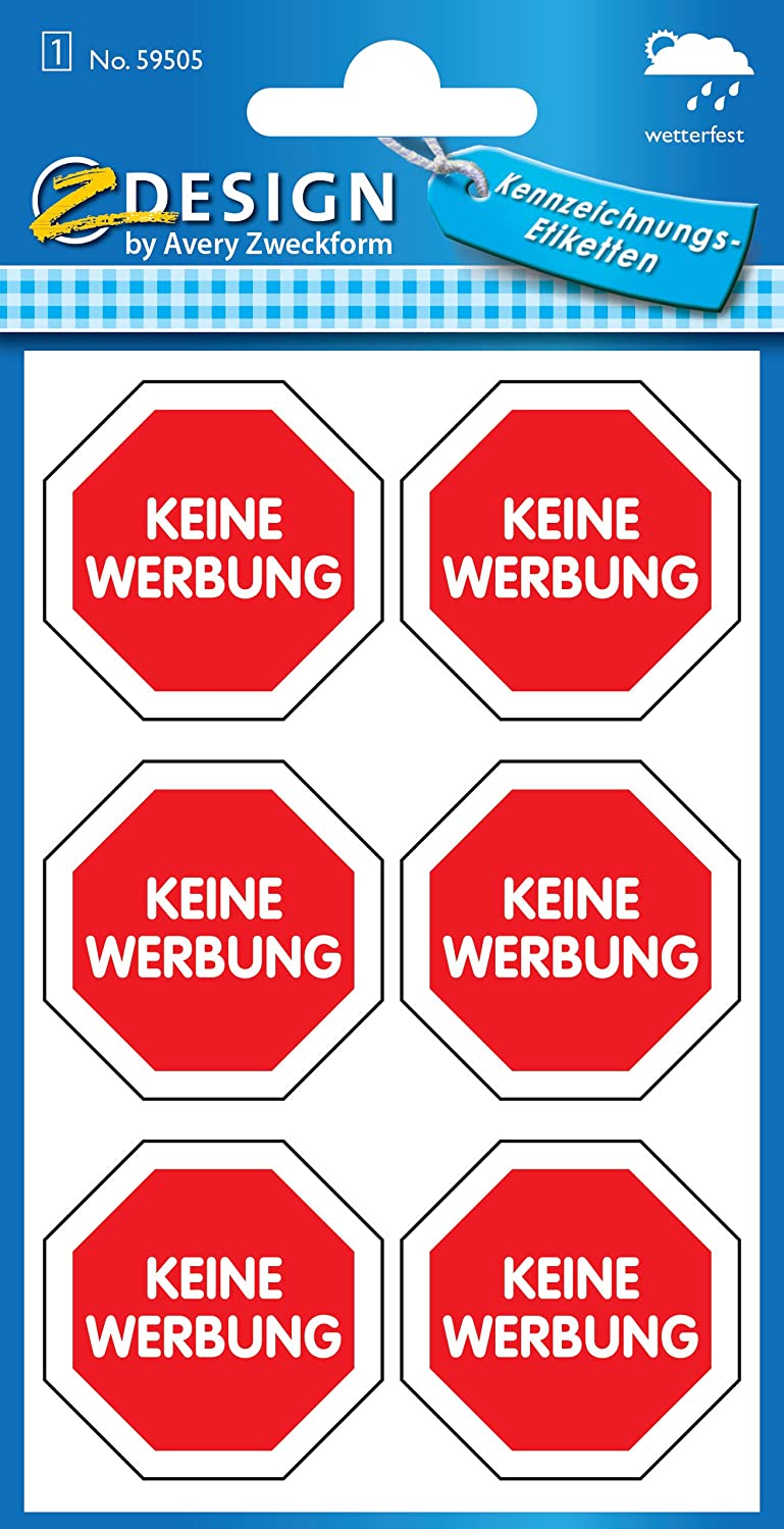 Avery Zweckform Home Label no ads Plastic Sheet 6 Labels, rot mit weißer Umrandung - Image 2