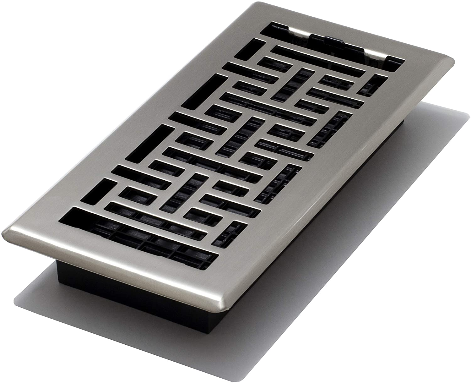 Decor Grates AJH410-NKL Oriental Floor Register, Brushed Nickel Finish, 4 x 10-Inch, 4-Inch by 10-Inch