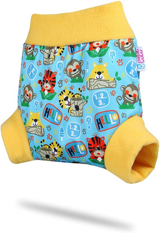 Petit Lulu Pull Up Cloth Nappy Wrap | Size M | Washable Diaper Wrap | Reusable Cloth Nappies | Made in Europe (School Jungle) - Image 2