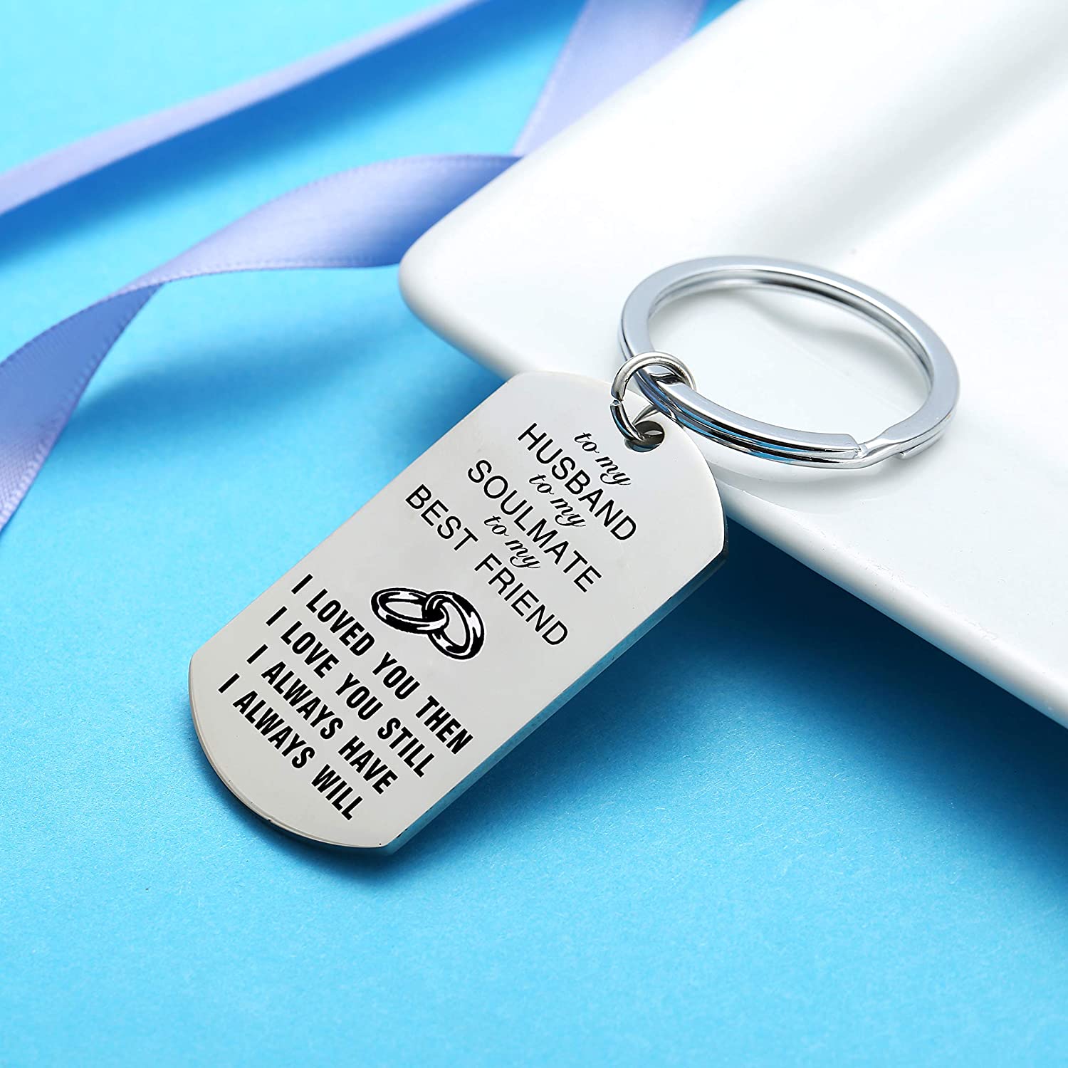 Nimteve Husband Gifts from Wife Valentine's Day Gifts Anniversary Husband Birthday Gifts Husband Keyring Hubby Keychain (to my husband) - Image 3