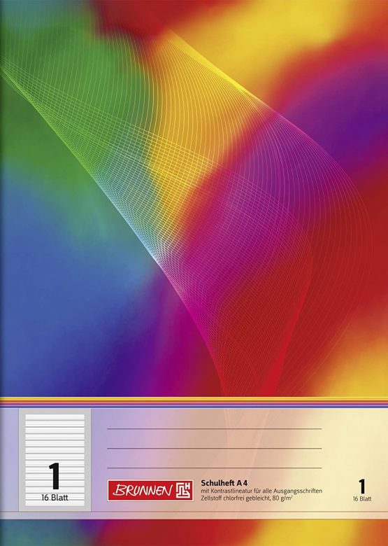 Brunnen 104498102 A4 Exercise Book (16 Pages, Lined,1 ruling, Suitable for Primary School)