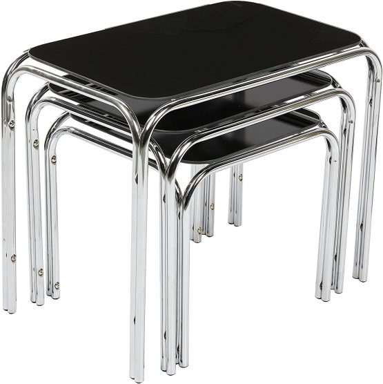 ASPECT Lisbon SETOF 3 Nesting Side END Tables, Black