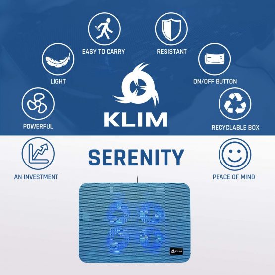 KLIM Serenity + Laptop Cooling Stand for Laptop + 11 to 15.6 inches + Perfect for Small and Medium Laptops + Stable And Sturdy Metal Grid + Silent Laptop Cooling Pad + NEW 2021 (Blue) - Image 4