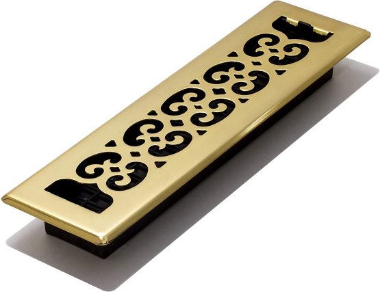 Decor Grates SPH212 Scroll Floor Register, Polished Brass Finish, 2 x 12-Inch