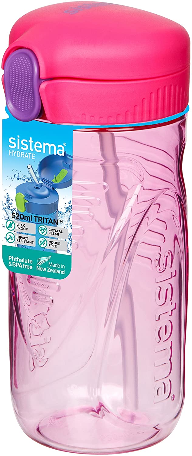 Sistema Hydrate Quick Flip Water Bottle, Assorted Colours, 520 ml