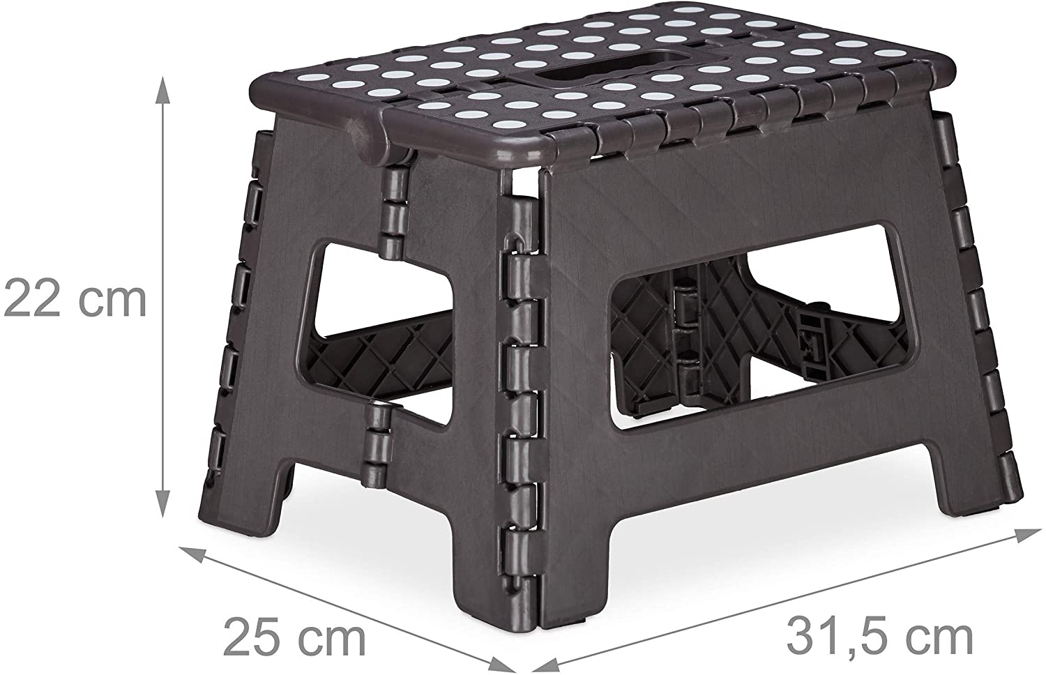 Relaxdays Folding M, Portable, Step, Kids’ Bathroom Stool for up to 120 kg, Plastic, 22 cm Tall, Dark Grey, 22 x 25 x 31,5 cm - Image 3