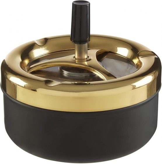 Premier Housewares 305223 Spinning Ashtray, Matte Black/Gold Finish, Small - Image 3