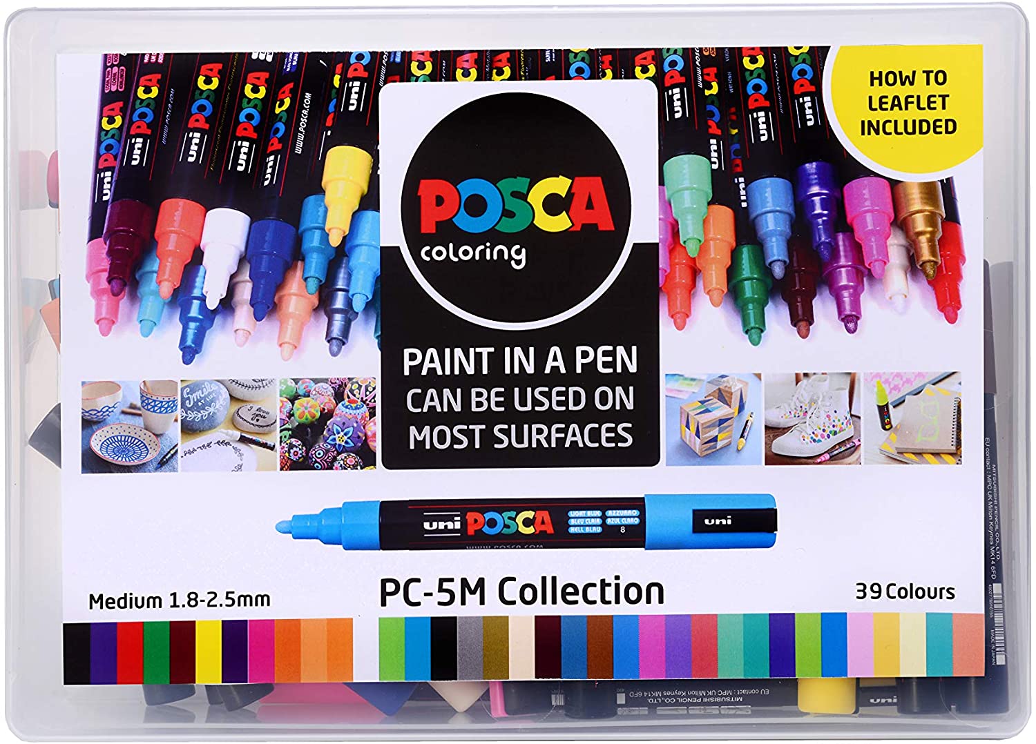 Posca Pens PC-5M Medium Acrylic Coloured Permanent Paint Markers for Adults. Perfect for Colouring Fabric, Graffiti