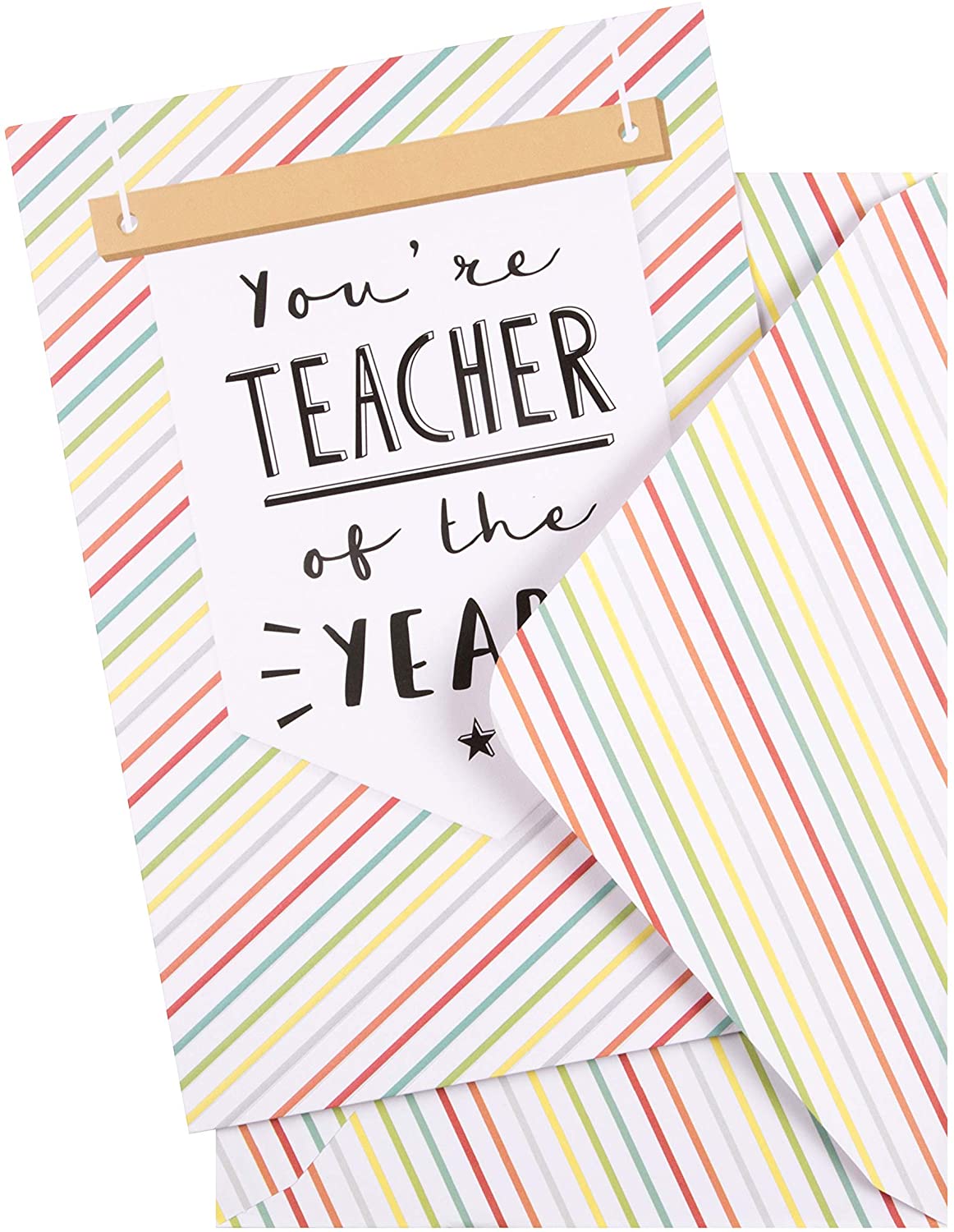 Hallmark Thank You Teacher Card From Embossed Hanging Sign Design, Multicolour, 22.8cm x 15.9cm - Image 2