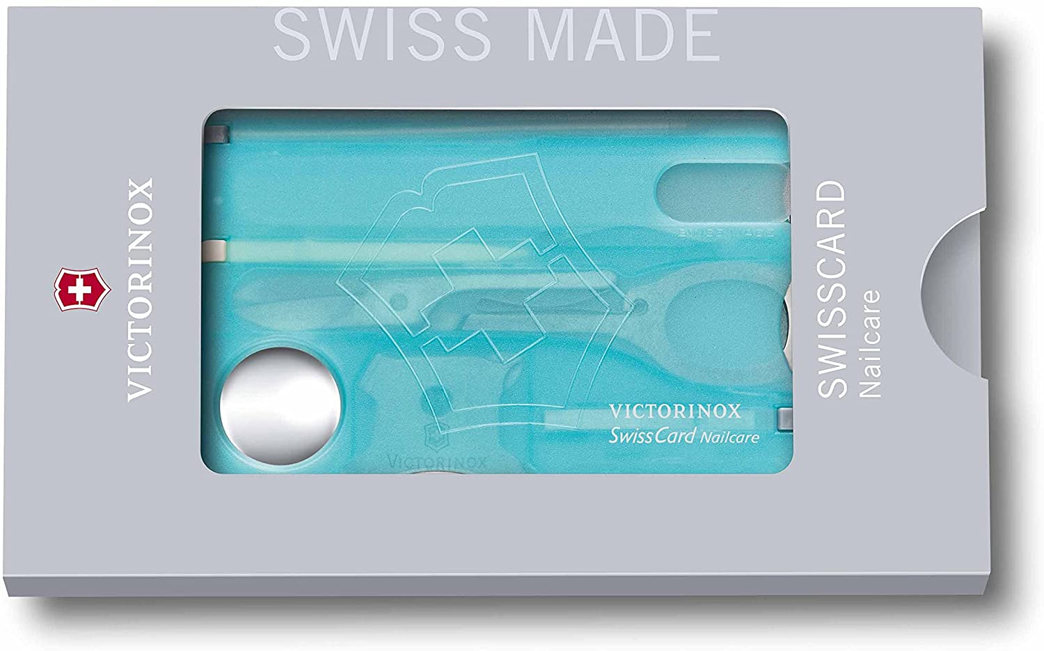 Victorinox Swiss Card Nail Care, Swiss Made Pocket Tool, Credit Card Size, 13 Functions, File, Scissors, Blue Transparent - Image 3