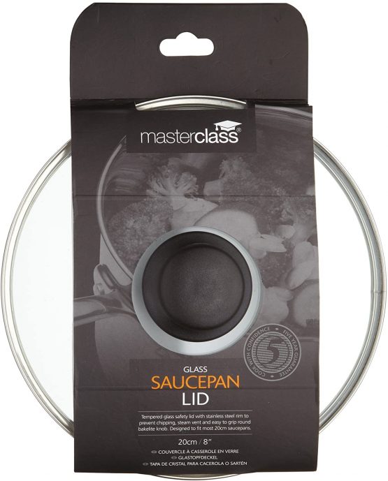 KitchenCraft MCGLLID20 MasterClass Glass Saucepan Lid Designed to Fit All 20 cm Saucepans and Frying Pans, 20 cm (8 Inch) - Image 2
