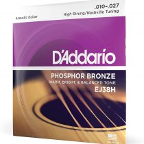 D'Addario EJ38H Phosphor Bronze High-Strung/Nashville Tuning (.010-.027) Acoustic Guitar Strings