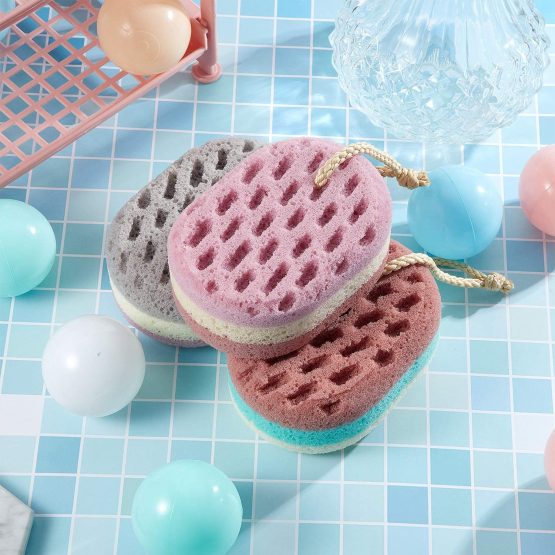 5 Pieces Soft Bath Sponge Gentle Soothing Body Sponge Natural Fiber Exfoliating Shower Sponge for Women Men Kids, Random Color (Oval Shape) - Image 2
