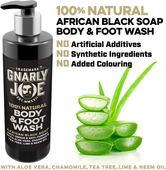 Gnarly Joe Body and Foot Wash for Men, Anti-Odour and Anti-Fungal, African Black Soap, (Aloe Vera and Chamomile, 250ml) - Image 2