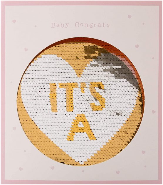 Hallmark Reversible Sequin Card 'It's A Girl' - Medium - Image 3