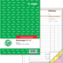 Sigel SD032 Invoices, 1st, 2nd and 3rd Printed sheets, non carbon duplicating pages, A5 3 x 40 BL