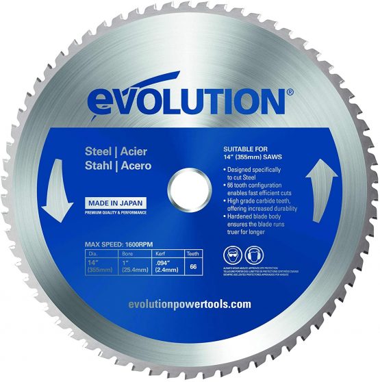 Evolution Power Tools HTC255STEEL Mild Steel Carbide-Tipped Blade, 255 mm