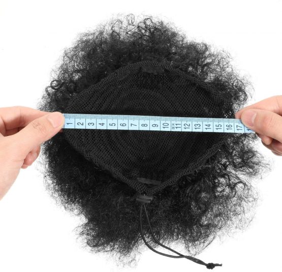 2 Pieces Afro Puff Drawstring Ponytail Synthetic Short Curly Hair Afro Bun Extension Afro Chignon Hairpieces Wig Updo Hair Extensions (Light Black) - Image 2