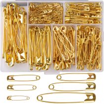 LUTER 250 Pieces 6 Sizes Safety Pins Large and Small Safety Pins Durable, Rust-Resistant for Art Craft Sewing Jewelry Making Home Office Use (Gold)
