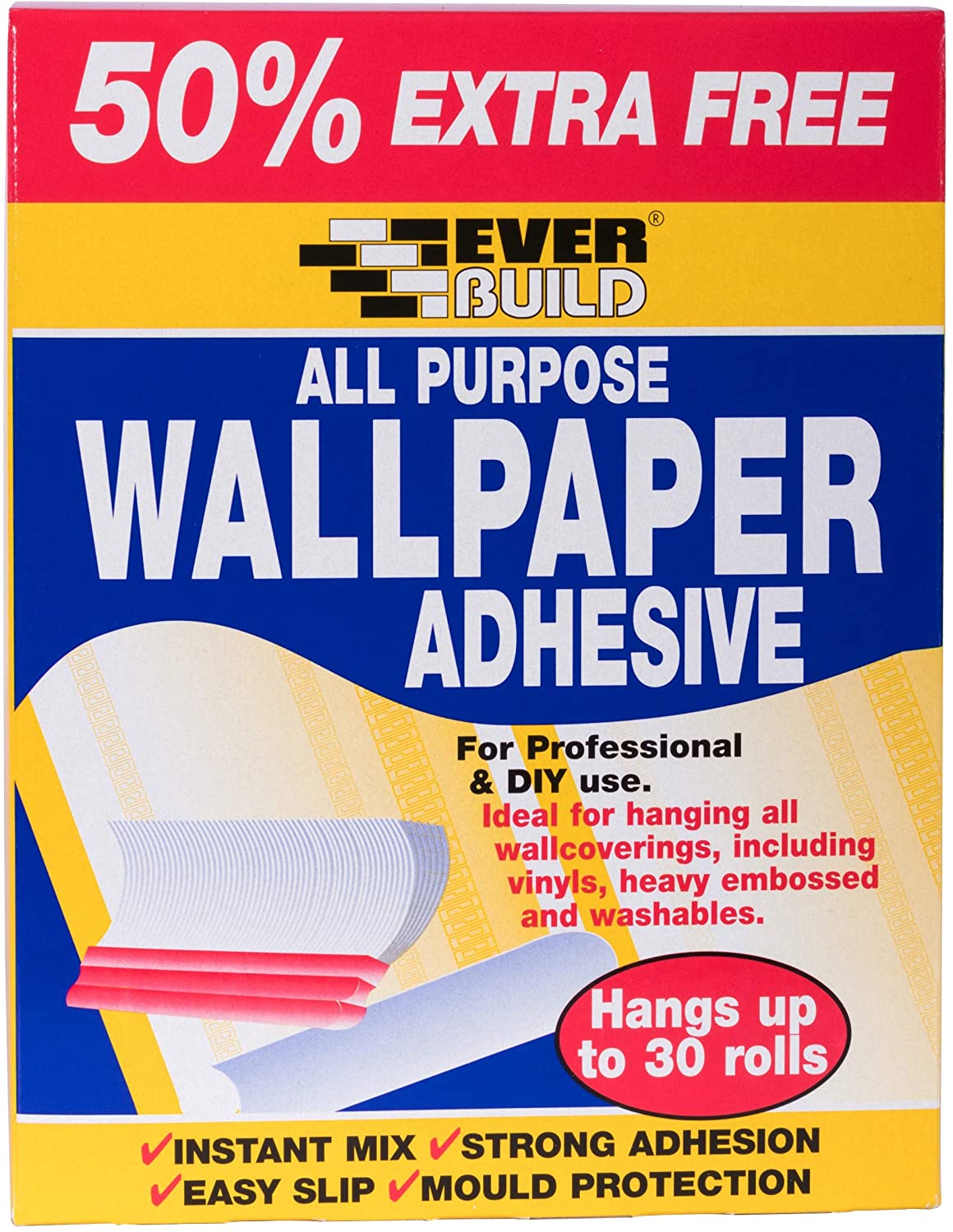 Everbuild All Purpose Wallpaper Adhesive, Contains Fungicide, High Tack, Easy-Mix Formula